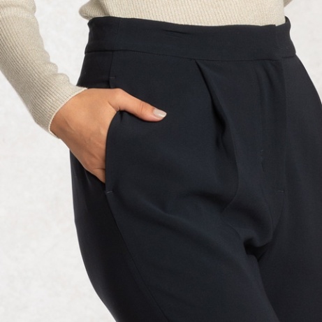 Navy Tucked Trousers - https://kayme.com/bottoms/navy-tucked-trousers.html